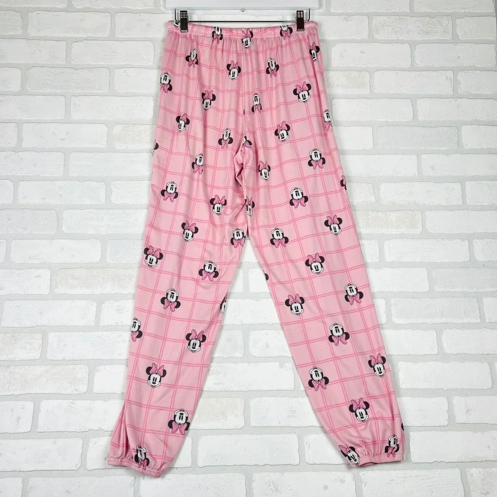 Disney Minnie Mouse Pink Plaid Pajama Set Long Sleeve Top & Joggers Women XS - Picture 6 of 12